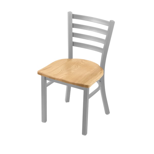 400 Jackie 18" Chair with Anodized Nickel Finish and Natural Oak Seat